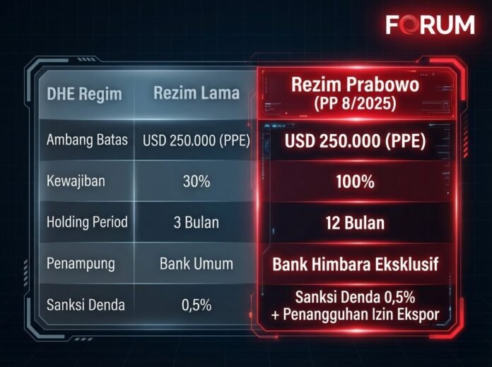An infographic comparing the old and new DHE regime details, including thresholds, obligations, holding periods, banks involved, and penalties.